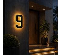 Numeri civici solari per esterni, numeri di indirizzo con luci a LED, 1 | Numeri civici illuminati impermeabili IP65, dal tramonto all'alba, accensione e spegnimento automatici