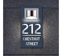 Numeri civici solari personalizzati per esterni, targa con indirizzo solare personalizzato per casa, numeri civici illuminati, targa con nome stradale e indirizzo LED per la casa (rettangolare)