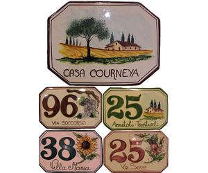 Numeri civici targhe ceramica insegna mattonella per casa 18x12 con disegno