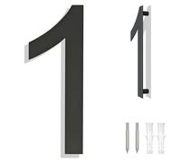 Numeri civici Ywonoby - Numeri civici grandi in acciaio inox spazzolato, numeri di porta, targa indirizzo - Numeri civici moderni galleggianti grigio nero-8 pollici 203mm altezza - numero 1