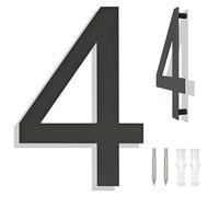 Numeri civici Ywonoby - Numeri civici grandi in acciaio inox spazzolato, numeri di porta, targa indirizzo - Numeri civici moderni galleggianti grigio nero-8 pollici 203mm altezza - numero 4