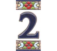 Numeri civico, piastrelle in ceramica e lettere motivo floreale ciliegia, dimensioni piastrelle: 7,5 cm x 3,5 cm, 3 a 10 cornici (numero 2)