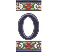 Numeri civico, piastrelle in ceramica e lettere motivo floreale ciliegia, dimensioni piastrelle: 7,5 cm x 3,5 cm, 3 a 10 cornici (numero O)