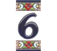 Numeri civico, piastrelle in ceramica e lettere motivo floreale ciliegia, dimensioni piastrelle: 7,5 cm x 3,5 cm, 3 a 10 cornici (numero 6)