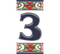 Numeri civico, piastrelle in ceramica e lettere motivo floreale ciliegia, dimensioni piastrelle: 7,5 cm x 3,5 cm, 3 a 10 cornici (numero 3)