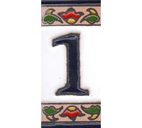 Numeri civico, piastrelle in ceramica e lettere, motivo peperoncino messicano, dimensioni: 7,5 cm x 3,5 cm, 3 a 10 cornici per piastrelle (numero 1)