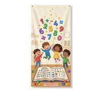 Numeri copritesta decorativi, educativi giocosi stelle libro apprendimento colorato con corda copertura per porta d'ingresso decorazione per la casa per portico parete interni ed esterni 91 x 182 cm