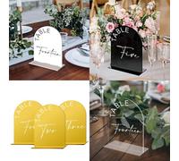 Numeri da tavolo ad arco in acrilico da 1 a 10 con supporto, eleganti cartelli a specchio per matrimoni, anniversari, feste di fidanzamento (12,7 x 17,8 cm, misura grande) (trasparente L)