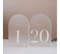 Numeri da tavolo ad arco riflettenti 1-20 con supporto dorato 5x7, porta segnaposto per ricevimento di matrimonio, festa, ristorante, decorazione, regalo per la sposa, compleanno, laurea, addio al nub