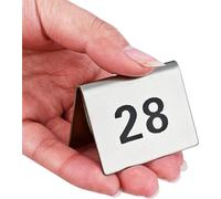 Numeri da tavolo bifacciali in acciaio inox, numeri in metallo, 1 a 50/100, cartelli triangolari, stabili quando posizionati, targhette for for ristoranti, bar e caffetterie(1 to 50)