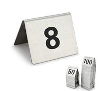 numeri da tavolo in acciaio inossidabile, 1-50 1-100 Supporto for numeri da tavolo in stile tenda Segnaletica digitale bifacciale Scheda del posto(1 to 50)
