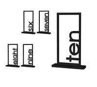 Numeri da tavolo in legno nero - numeri da tavolo vuoti a forma di lettera con base di supporto per matrimoni, eventi, feste, ricevimenti (nero 6-10)