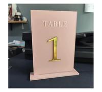 Numeri da tavolo in stile tenda, Supporto for numero da tavolo impilabile bifacciale in acrilico for banchetti nuziali, ristorante, 12 x 17 cm(Table 1-15)