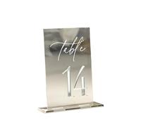 Numeri da Tavolo Matrimonio White Acrylic Table Numbers Wedding Decor Signage Gold Tabletop(Silver on clear,No.1-25)