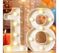 Numeri decorativi con luci a LED da 22,4 cm, per decorazioni per il 18° compleanno, targa illuminata per feste di compleanno, luci notturne, sfondo per anniversario, decorazione per la casa, numero 18