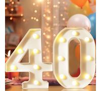 Numeri decorativi con luci a LED da 22,4 cm, per decorazioni per il 40° compleanno, targa illuminata per feste di compleanno, luci notturne, sfondo per anniversario, decorazione per la casa, numero