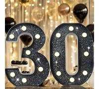 Numeri decorativi luminosi a LED da 22,4 cm, luci con numeri glitterati stile Marquee per decorazioni del 30° compleanno, insegna con numero illuminato brillante per festa di compleanno, matrimonio
