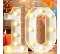 Numeri decorativi luminosi a LED da 22,4 cm, per decorazioni per il 10° compleanno, targa illuminata per feste di compleanno, luci notturne, matrimoni, anniversari, decorazione da parete per la casa,