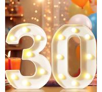 Numeri decorativi luminosi a LED da 22,4 cm, per decorazioni per il 30° compleanno, targa illuminata per feste di compleanno, luci notturne, sfondo per anniversario, decorazione per la casa, numero 30