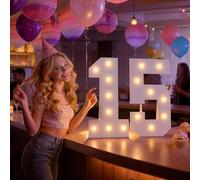 Numeri decorativi per 15° compleanno: grandi numeri luminosi da 0,6 m | Grande segno per ragazzi e ragazze Quinceanera dolce quindici anni festa di compleanno decorazione anniversario palloncino