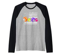 Numeri di bandiera americana del bingo giocatore di bingo patriottico Maglia con Maniche Raglan
