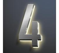 Numeri di Indirizzo di Casa Illuminati A LED Retroilluminati, Look Moderno di Alto Livello, Acciaio Inossidabile Lucidato A Mano Impermeabile per Insegne di Indiriz, 4, 14 Inch/350mm