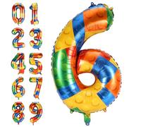 Numeri di Palloncini da Costruzione, 81cm Palloncino in Mylar con Foil di Elio Grande da per Feste a Tema per Feste per Bambini Decorazioni per Feste di Compleanno per Ragazzi e Ragazze (6)