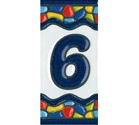 Numeri di piastrelle per casa, numeri e lettere spagnole in ceramica, design per finestra della chiesa, dimensioni delle mattonelle: 7,5 cm x 3,5 cm, 3 a 10 cornici (numero 6)