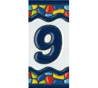 Numeri di piastrelle per casa, numeri e lettere spagnole in ceramica, design per finestra della chiesa, dimensioni delle piastrelle: 7,5 cm x 3,5 cm, 3 a 10 cornici per piastrelle (numero 9)
