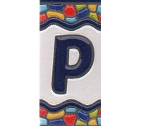 Numeri di piastrelle per casa, numeri e lettere spagnole in ceramica, design per finestra della chiesa, dimensioni delle mattonelle: 7,5 cm x 3,5 cm, 3 a 10 cornici per piastrelle (Lettera P)
