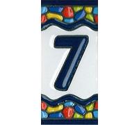 Numeri di piastrelle per casa, numeri e lettere spagnole in ceramica, design per finestra della chiesa, dimensioni delle mattonelle: 7,5 cm x 3,5 cm, 3 a 10 cornici (numero 7)