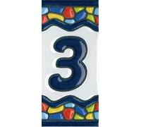 Numeri di piastrelle per casa, numeri e lettere spagnole in ceramica, design per finestra della chiesa, dimensioni delle piastrelle: 7,5 cm x 3,5 cm, 3 a 10 cornici per piastrelle (numero 3)