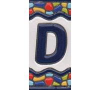 Numeri di piastrelle per casa, numeri in ceramica spagnola e lettere piastrelle, design finestra della chiesa, dimensioni delle mattonelle: 7,5 cm x 3,5 cm, 3 a 10 cornici per piastrelle (Lettera D)