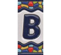 Numeri di piastrelle per casa, numeri in ceramica spagnola e lettere piastrelle, design finestra della chiesa, dimensioni: 7,5 cm x 3,5 cm, 3 a 10 cornici per piastrelle (Lettera B)