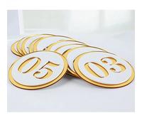 Numeri digitali for porte con lettere dell'alfabeto, targa digitale numeri in acrilico dorato, adesivo autoadesivi, numero di serie, civico for ufficio(White+gold,31 40-5X5CM)