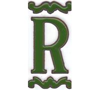 Numeri e lettere in ceramica, verde e bianco, dimensioni piastrelle: 10 cm x 5 cm, 2 a 13 cornici per piastrelle (Lettera R)