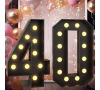 Numeri grandi for tendone 6 4 piedi Numeri luminosi neri for decorazioni for feste di 6° compleanno Cornice gigante a LED for mosaico Insegna in cartone fai da te Pannello in schiuma(Number 40,2.3FT)