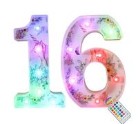 Numeri luminosi a LED a forma di unicorno, 18 numeri che cambiano colore, decorazioni per il 16° compleanno, regali per ragazze di 16 anni, festa di compleanno, anniversario, decorazione da parete