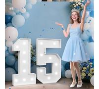 Numeri luminosi a LED da 1,2 m, liberamente combinabili per fai da te, con luce bianca fredda, per compleanni, lauree, proposte di matrimonio, fidanzamento, feste, sfondo, decorazione, 120 cm