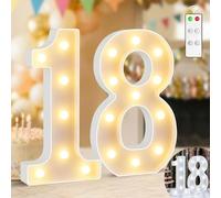 Numeri luminosi da 32,6 cm, bianco caldo e bianco freddo, con telecomando, decorazione per il 18° compleanno per ragazze e ragazzi, numero 18 per feste, sfondo per matrimoni, anniversari