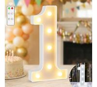 Numeri luminosi da 32,6 cm, bianco caldo e bianco freddo illuminato con telecomando, decorazione di compleanno per ragazze e ragazzi, numeri 1 cartello per feste, sfondo per matrimoni, anniversari