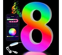 Numeri Luminosi LED con USB - 0-9 Numeri RGB con APP Controllo, Insegne Luminose Colorate per Decorazione, Compleanni, Matrimoni, Feste, Bar, Atmosfera，Numero - 8