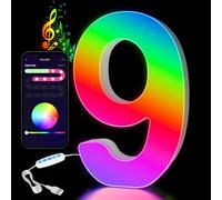 Numeri Luminosi LED con USB - 0-9 Numeri RGB con APP Controllo, Insegne Luminose Colorate per Decorazione, Compleanni, Matrimoni, Feste, Bar, Atmosfera，Numero - 9