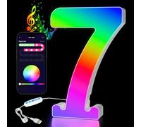 Numeri Luminosi LED con USB - 0-9 Numeri RGB con APP Controllo, Insegne Luminose Colorate per Decorazione, Compleanni, Matrimoni, Feste, Bar, Atmosfera，Numero - 7
