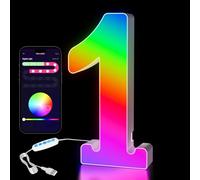 Numeri Luminosi LED con USB - 0-9 Numeri RGB con APP Controllo, Insegne Luminose Colorate per Decorazione, Compleanni, Matrimoni, Feste, Bar, Atmosfera，Numero - 1