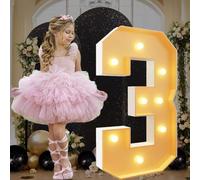 Numeri Luminosi Marquee 3 Numeri a Mosaico per Palloncini 2,3 piedi-70 cm Kit Pannello in Schiuma pretagliato Gigante per Decorazioni per Feste di Compleanno, Matrimoni, anniversar