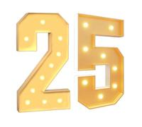 Numeri luminosi per decorazione per feste, mosaico gigante con luci a LED, set di pannelli in schiuma pretagliati per San Valentino, compleanno, Natale, Capodanno, 120 cm, numero 25