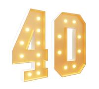 Numeri luminosi per decorazione per feste, mosaico gigante con luci a LED, set di pannelli in schiuma pretagliati per San Valentino, compleanno, Natale, Capodanno, 70 cm, numero 40