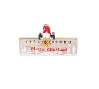 Numeri mobili, statuetta di Babbo Natale per casa, ufficio o scrivania, decorazione per le vacanze, calendario dell'avvento festivo, per bambini e adulti, in legno, con calendario (20 x 6 x 2 cm) (B)