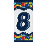 Numeri per piastrelle per casa, numeri e lettere in ceramica spagnola, design per finestra della chiesa, dimensioni delle mattonelle: 7,5 x 3,5 cm, 3 a 10 cornici per piastrelle (numero 8)